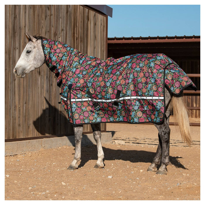 Classic Equine Neon Flower 5K Cross Trainer Hooded Winter Blanket