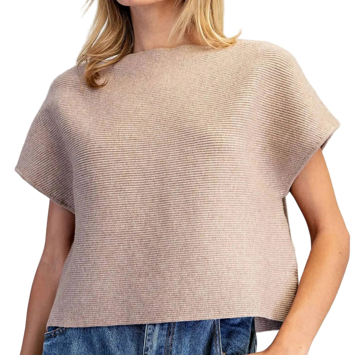 Ribbed Oatmeal Knit Top