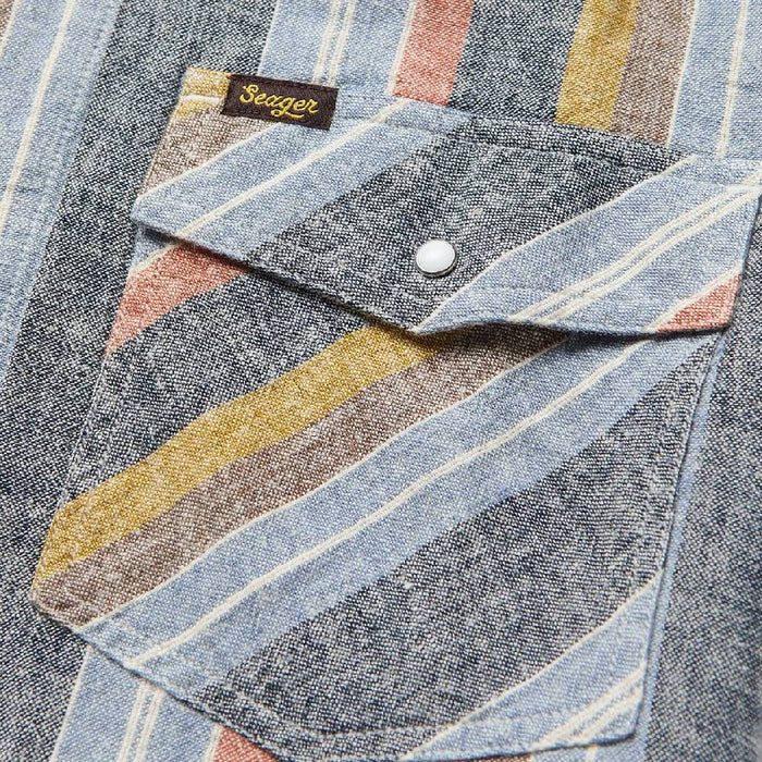 Seager Whippersnapper Washed Stripe Print Pearl Snap Shirt