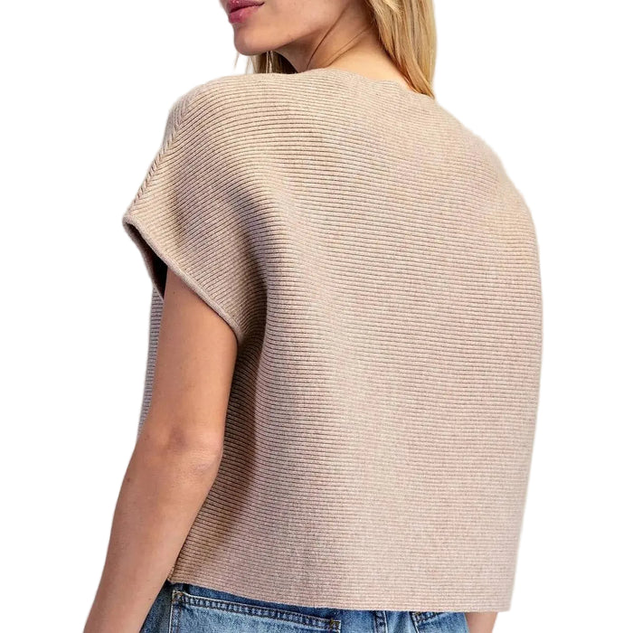 Ribbed Oatmeal Knit Top