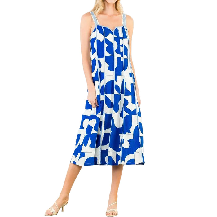 Geometric Blue Dress WOMEN - Clothing - Dresses THML Clothing
