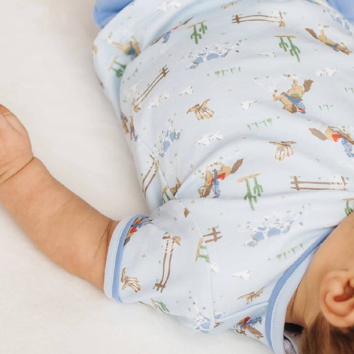 Luna & Arlo Baby Boy's Little Wranglers Blue Diaper Cover Set