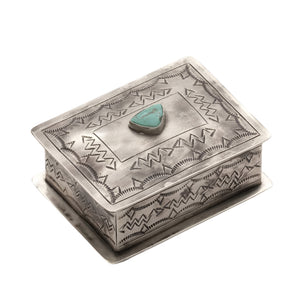 J. Alexander Small Stamped Turquoise Box HOME & GIFTS - Home Decor J. ALEXANDER RUSTIC SILVER