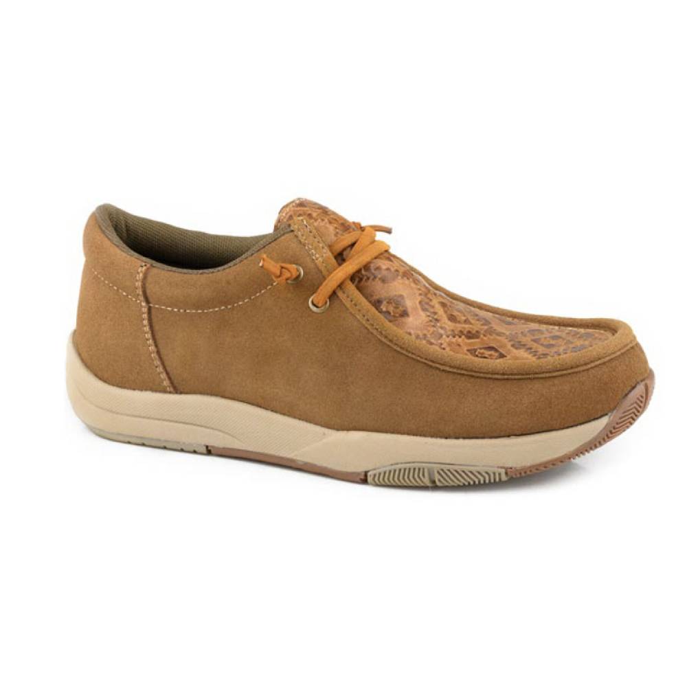 Roper Women's Lace Up Casual Aztec Moc Leather Tan Cowhide Suede/Aztec WOMEN - Footwear - Casuals Roper Apparel & Footwear