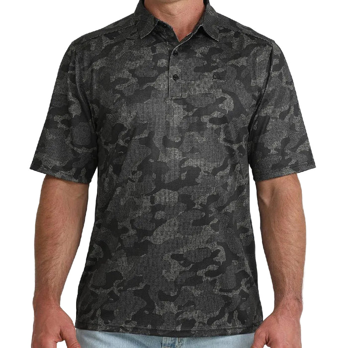 Cinch Men's Arenaflex Black Camo Polo Shirt