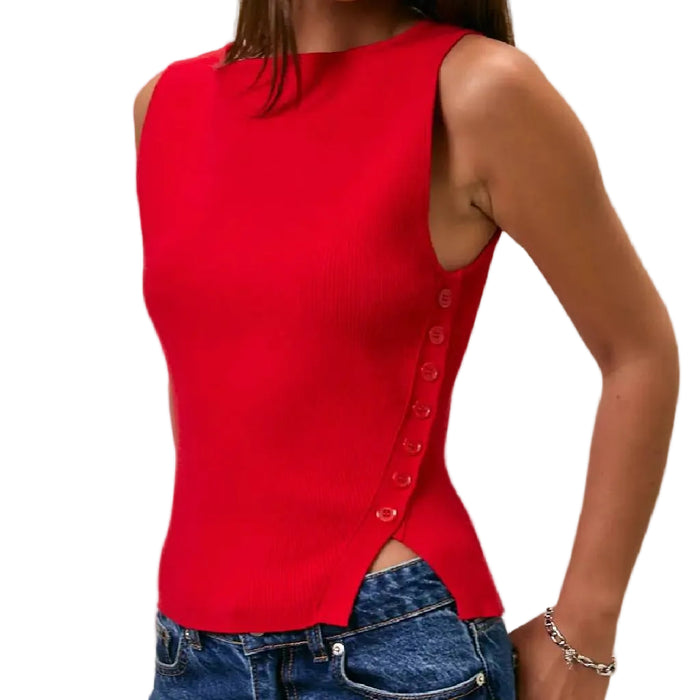 Red Boat Neck Top