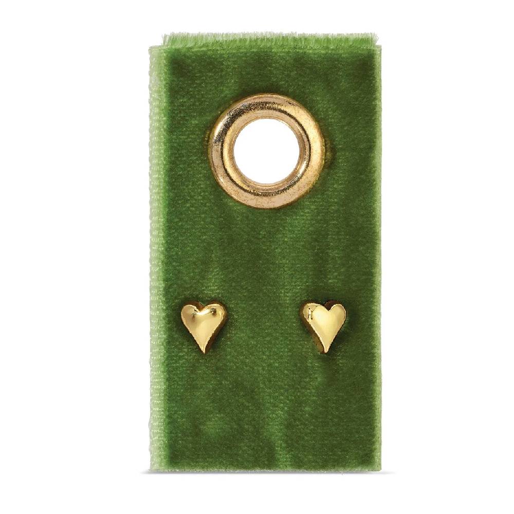 Simple Heart Stud Earrings On Velvet Gift Tag - Gold