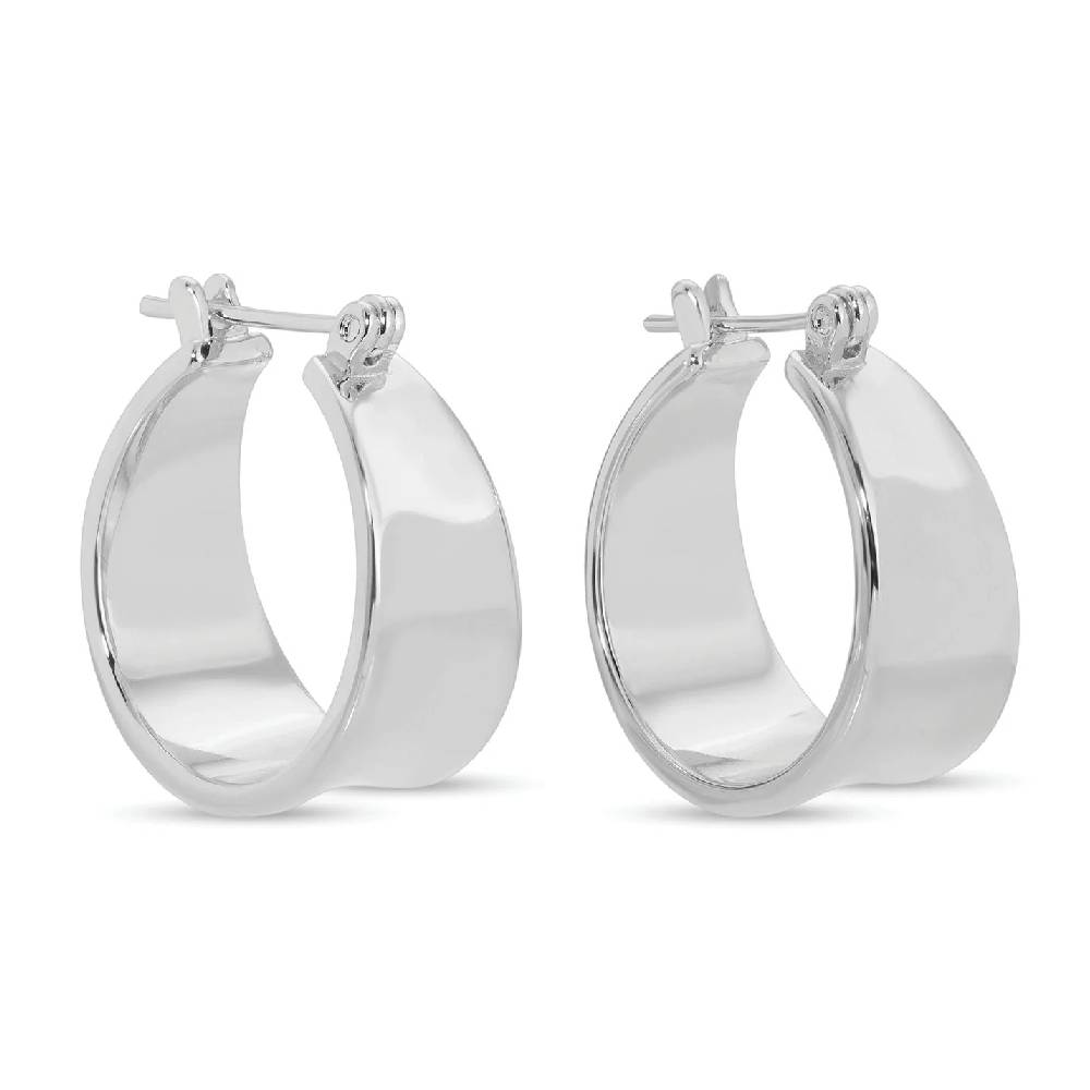 Contemporary Statement Latch Hook Hoop Earrings - Silver WOMEN - Accessories - Jewelry - Earrings Splendid Iris