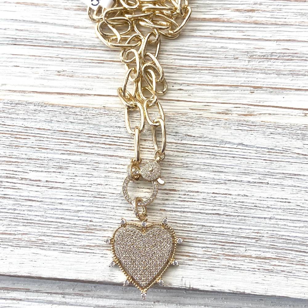 Gold Sparkly Heart Necklace WOMEN - Accessories - Jewelry - Necklaces VB&CO Designs