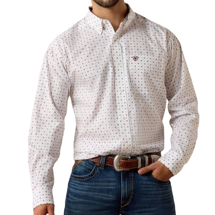 Ariat Men's Waverly Classic Fit White Geo Print Button Down MEN - Clothing - Shirts - Long Sleeve Ariat Clothing