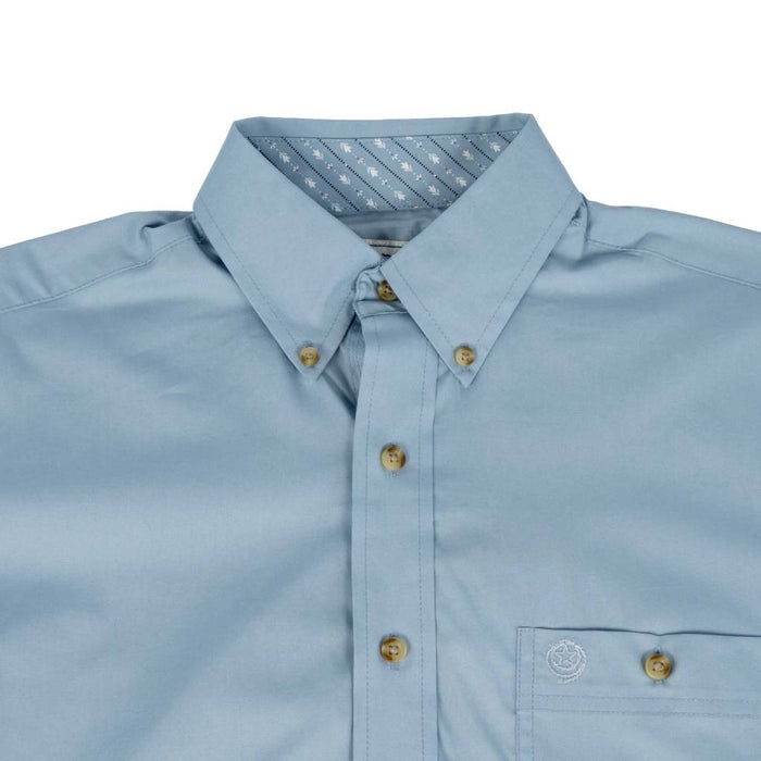 Wrangler Men's George Straight Solid Blue Button Down Shirt