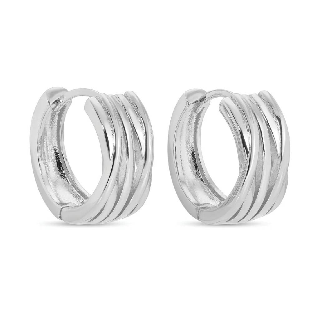 Criss Cross Huggies Earrings - Silver WOMEN - Accessories - Jewelry - Earrings Splendid Iris