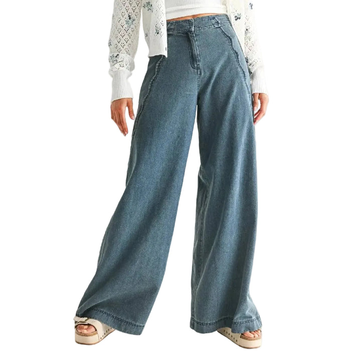 Camellia Wide Leg Stretchy Denim Trouser