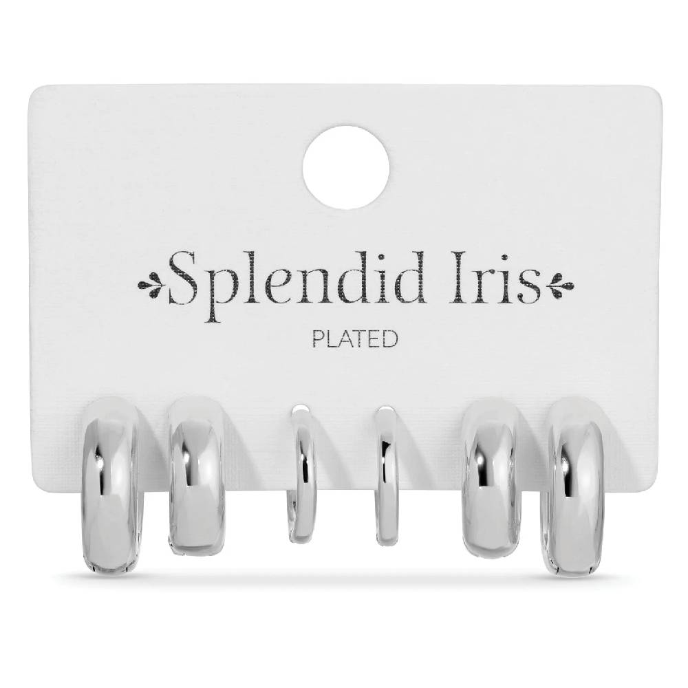 Simple Assorted Huggies Earrings Set of 3 - Silver WOMEN - Accessories - Jewelry - Earrings Splendid Iris