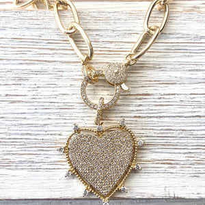 Gold Sparkly Heart Necklace WOMEN - Accessories - Jewelry - Necklaces VB&CO Designs