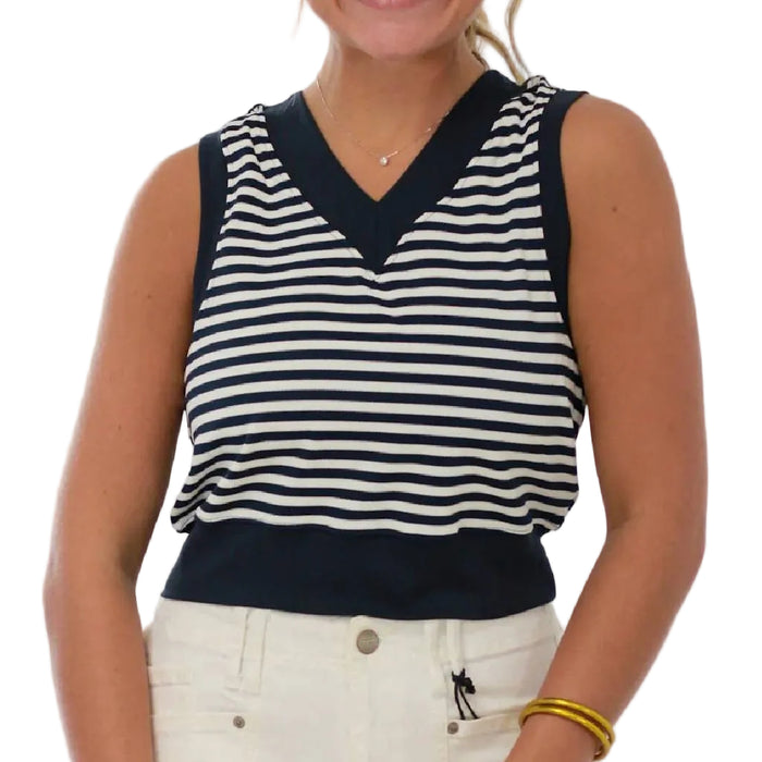 V Neck Navy Stripe Tank Top