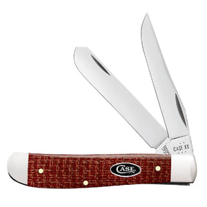 Case Mini Trapper - Dark Red Burlap Micarta Knives - Knives W.R. Case