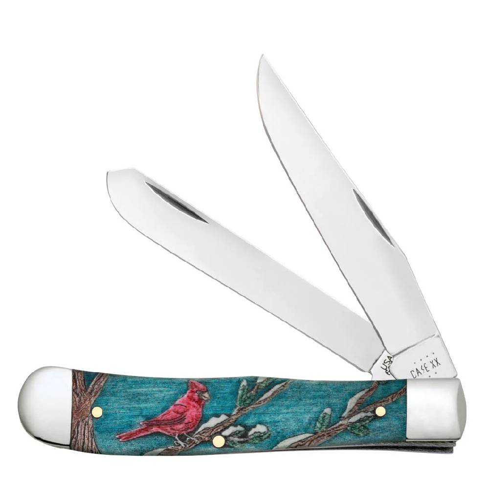 Case Trapper - Cardinal Embellished Natural Bone w/Color Wash Knives W.R. Case