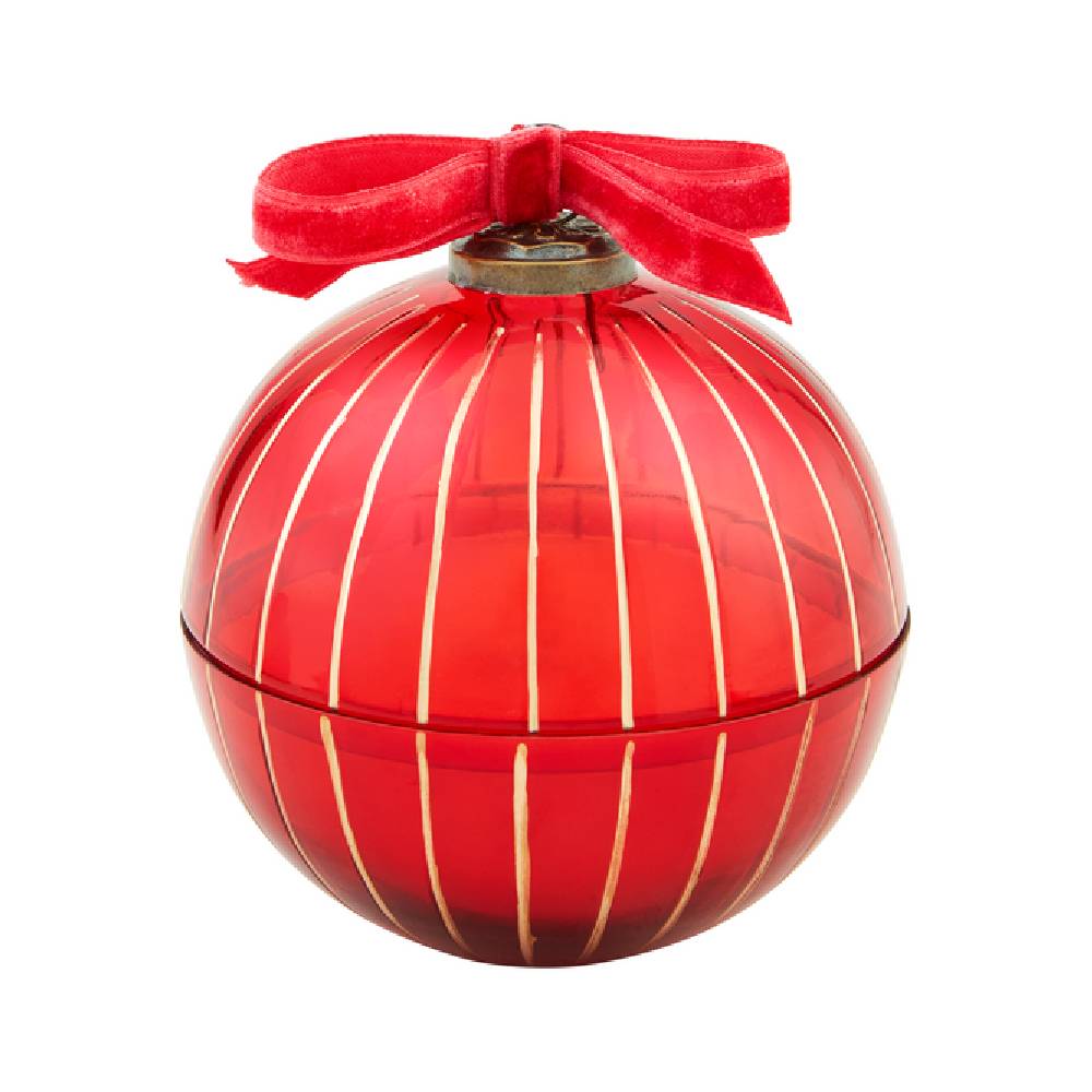 Mud Pie Red Glass Ornament Candle - Smoked Cedar HOME & GIFTS - Home Decor - Candles + Diffuser Mud Pie