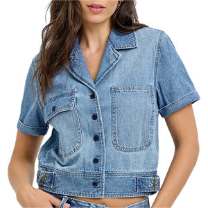 Risen Short Sleeve Denim Shirt WOMEN - Clothing - Tops - Short Sleeved Risen Jeans