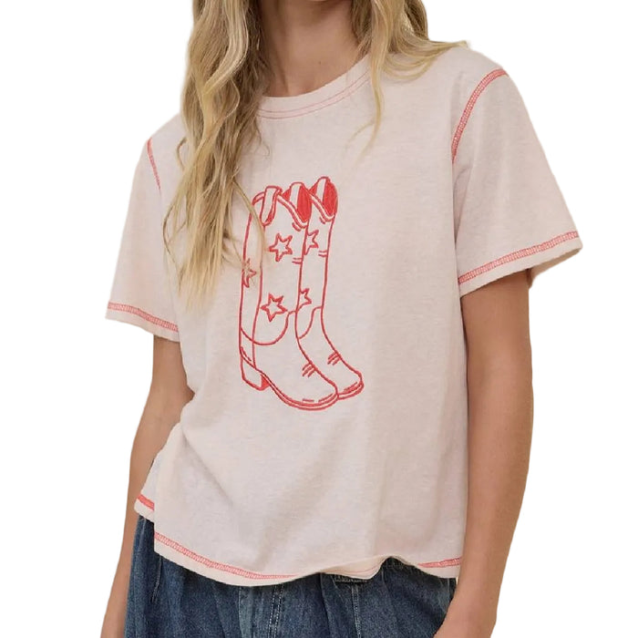 Western Peach Boot Tee