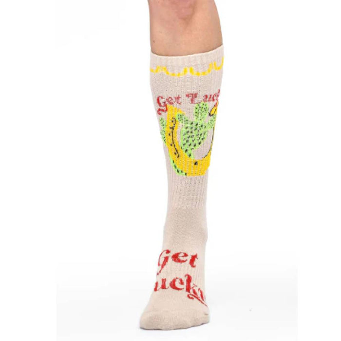 Lucky Chuck Get Lucky Tan Crew Socks WOMEN - Clothing - Intimates & Hosiery Lucky Chuck   