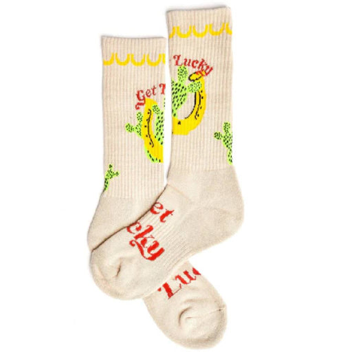 Lucky Chuck Get Lucky Tan Crew Socks WOMEN - Clothing - Intimates & Hosiery Lucky Chuck   