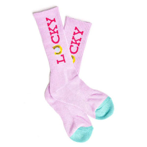 Lucky Chuck Lucky Light Pink Crew Socks WOMEN - Clothing - Intimates & Hosiery Lucky Chuck   
