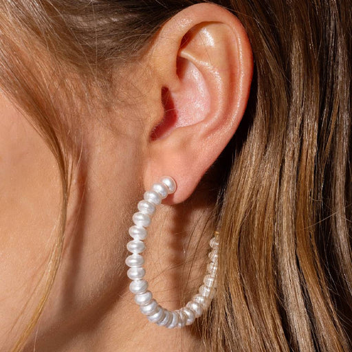Charlotte Large Pearl Hoop Earrings WOMEN - Accessories - Jewelry - Earrings Taylor Elliott Designs
