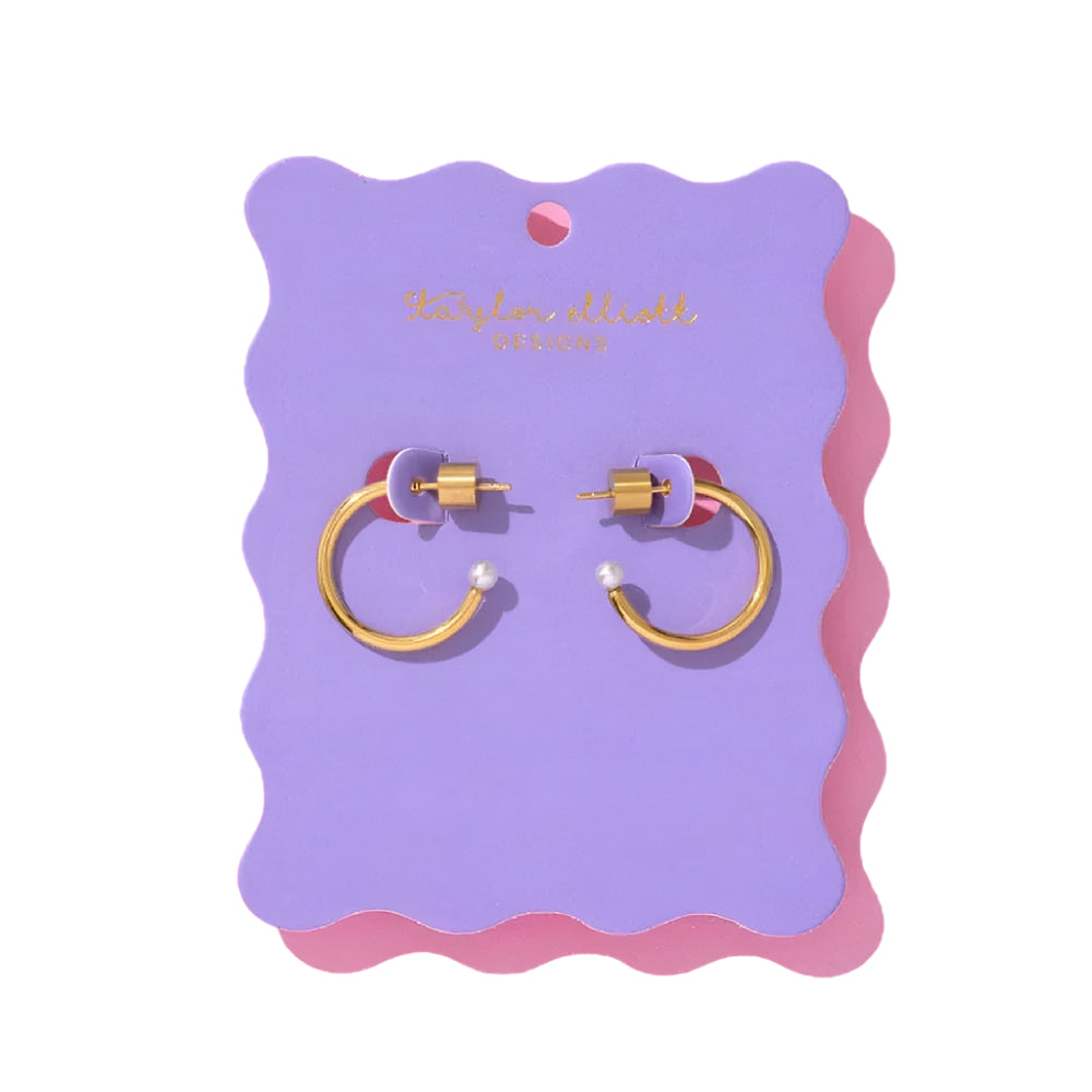 Alexis Small Gold Hoop w/Pearl Tip Earrings WOMEN - Accessories - Jewelry - Earrings Taylor Elliott Designs