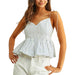 Striped Blue Balloon Bottom Top WOMEN - Clothing - Tops - Sleeveless Miou Muse