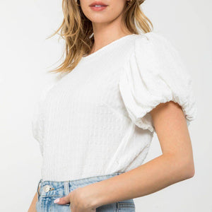Textured Solid Blouse WOMEN - Clothing - Tops - Short Sleeved THML Clothing   