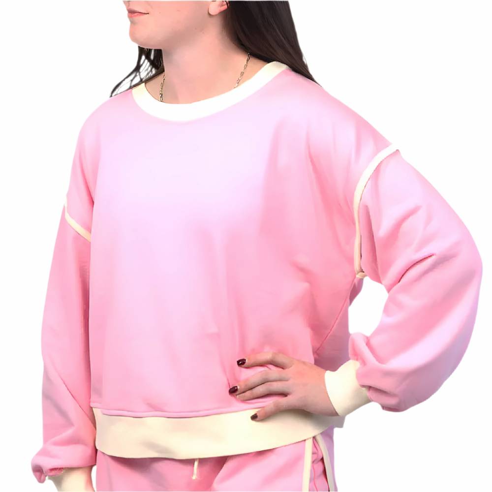 Contrast Trim Sweater - Pink WOMEN - Clothing - Sweaters & Cardigans Entro