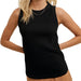 Ribbed Knit Black Crew Neck Tank WOMEN - Clothing - Tops - Sleeveless Wishlist