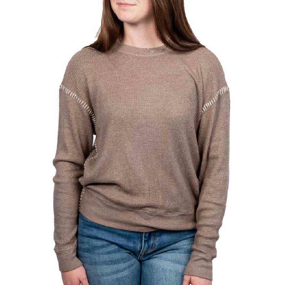 Dylan Brushed Waffle Blanket Stitch Sweatshirt WOMEN - Clothing - Pullovers & Hoodies Dylan