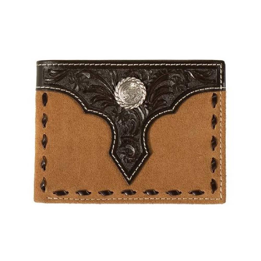 Nocona Floral Overlay Roughout Bifold Wallet MEN - Accessories - Wallets & Money Clips M&F Western Products