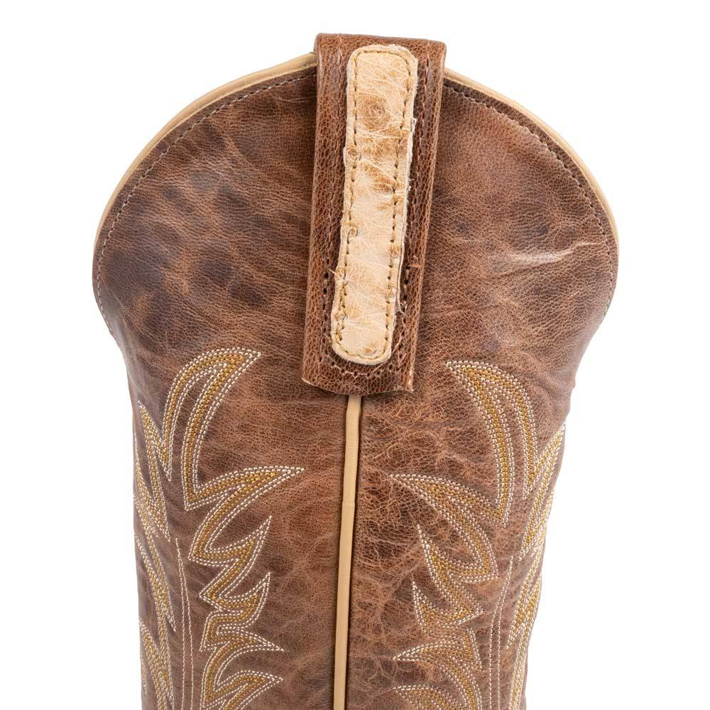 Anderson Bean Men's Tan Vintage Bruciato Full Quill Ostrich