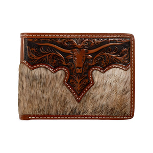 Nocona Calf Hair Longhorn Overlay Bifold Wallet MEN - Accessories - Wallets & Money Clips M&F Western Products