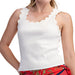 Glam Women’s White Scalloped Scoop Neck Tank Top WOMEN - Clothing - Tops - Sleeveless Glam
