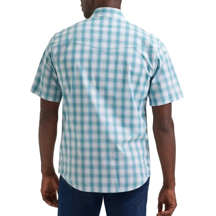 Wrangler Men's Western Turquoise Plaid Snap Shirt MEN - Clothing - Shirts - Short Sleeve Wrangler