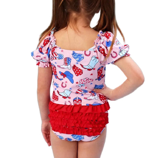 Ruffle Butts Pink Stars & Boots Ruffle Tankini KIDS - Girls - Clothing - Surf & Swimwear Ruffle Butts/Rugged Butts