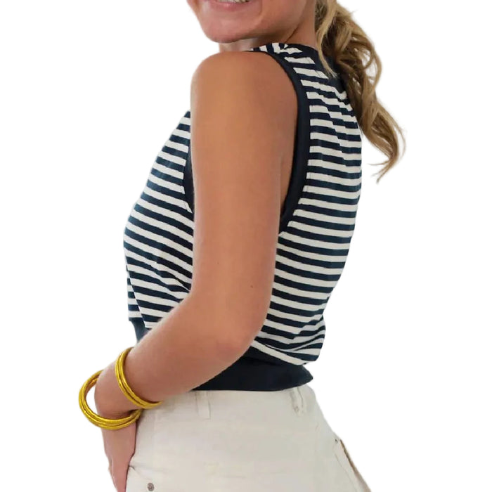 V Neck Navy Stripe Tank Top