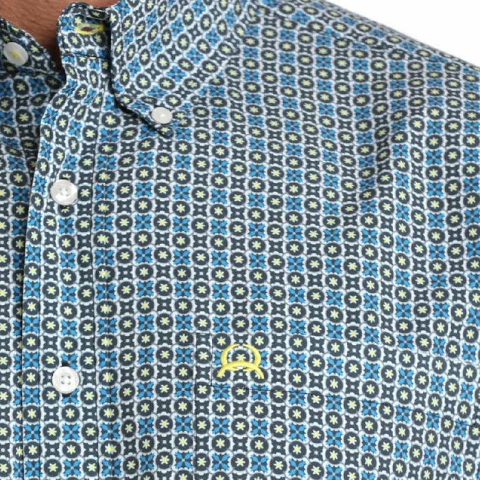 Cinch Men's Areanflex Geo Blue Button Down Shirt MEN - Clothing - Shirts - Short Sleeve Cinch