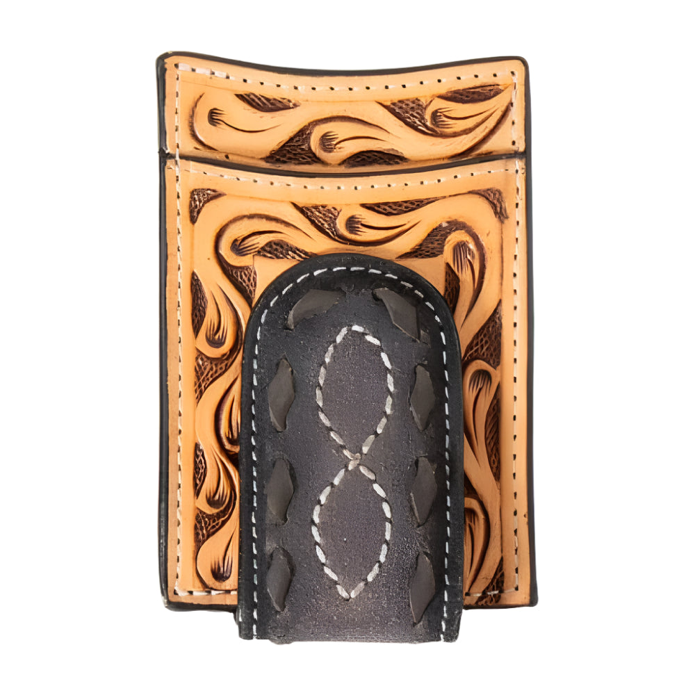 3D Hand Tooled Floral Buck Lace Money Clip