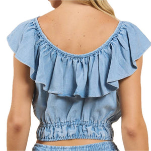 Sadie & Sage Wide Ruffle Neckline Top WOMEN - Clothing - Tops - Sleeveless Sadie & Sage