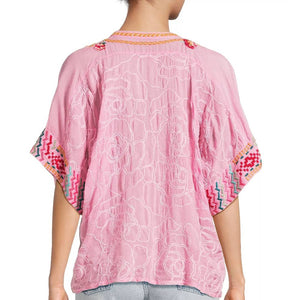 Johnny Was Roylane Embroidered Floral Blouse WOMEN - Clothing - Tops - Short Sleeved Johnny Was Collection