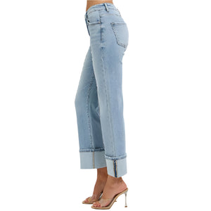 Risen High Rise Ankle Straight Wide Cuff Jeans WOMEN - Clothing - Jeans Risen Jeans