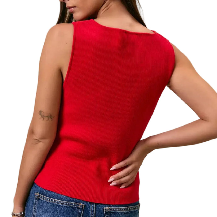 Red Boat Neck Top