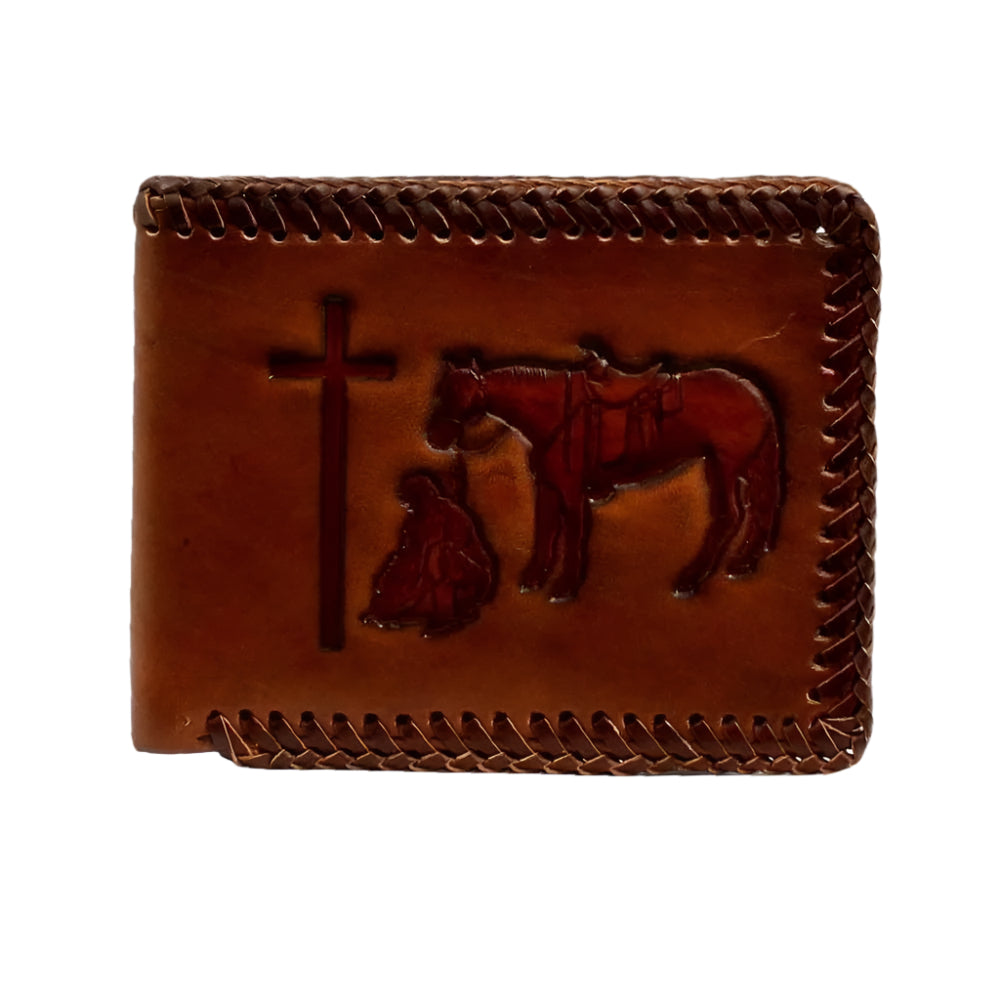 Nocona Braided Edge Praying Cowboy Bifold Wallet MEN - Accessories - Wallets & Money Clips M&F Western Products