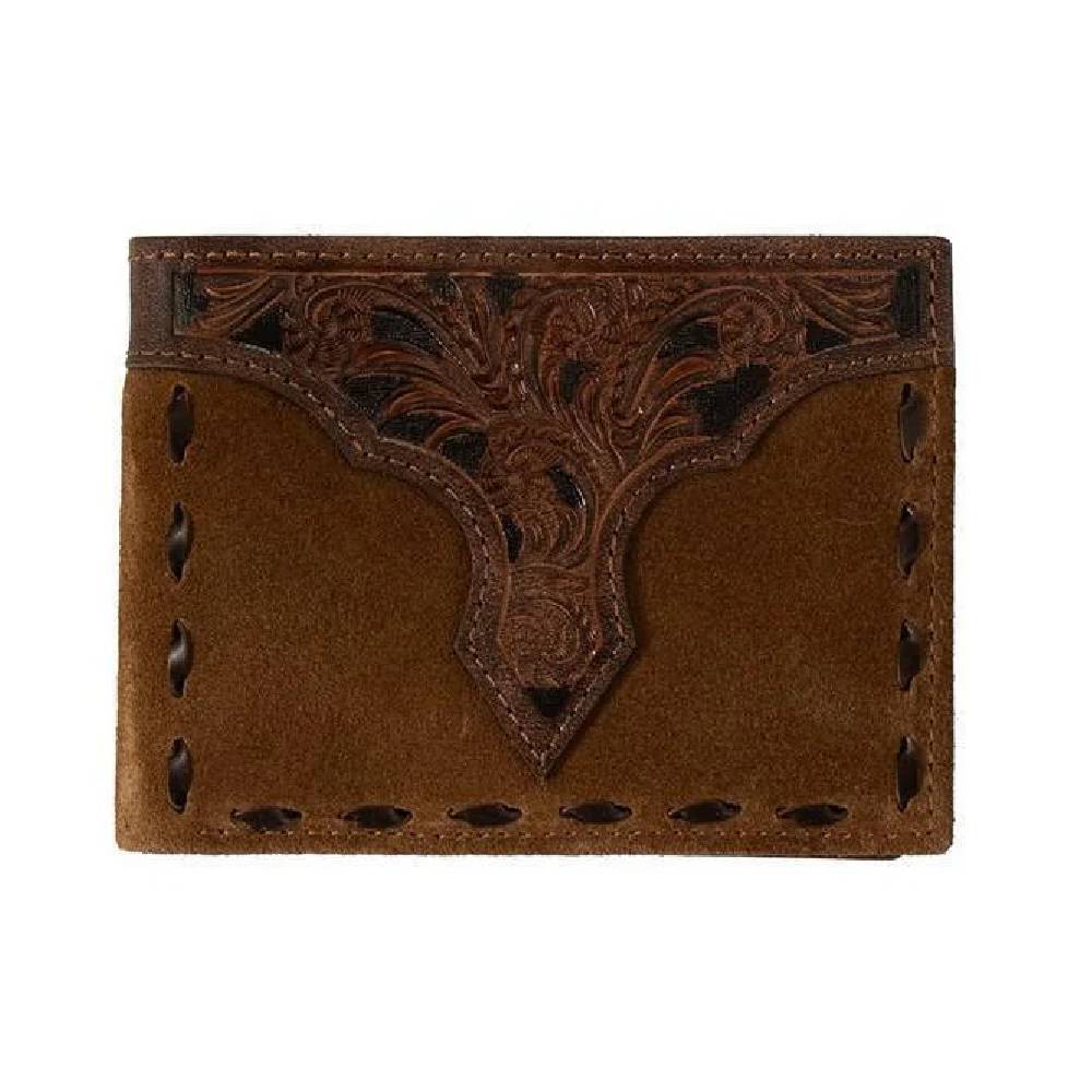 Nocona Roughout Leather Buck Lace Bifold Wallet MEN - Accessories - Wallets & Money Clips M&F Western Products